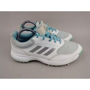 Adidas Tech Response 2.0 Women Golf Shoes White Aqua Silver Spiked FW6323 Sz 9